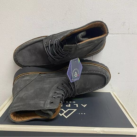 Alpine Mens Bryson Lace Up Moc Toe Style Gray Suede Leather Upper NEW - 11 - Picture 6 of 7